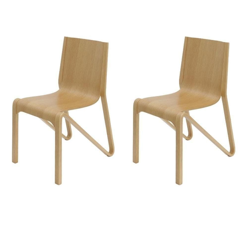 Kit 2 Cadeiras Empilhável Vermont Fratini 38 Cm (larg) Estrutura Em Madeira Natural Multilaminada
