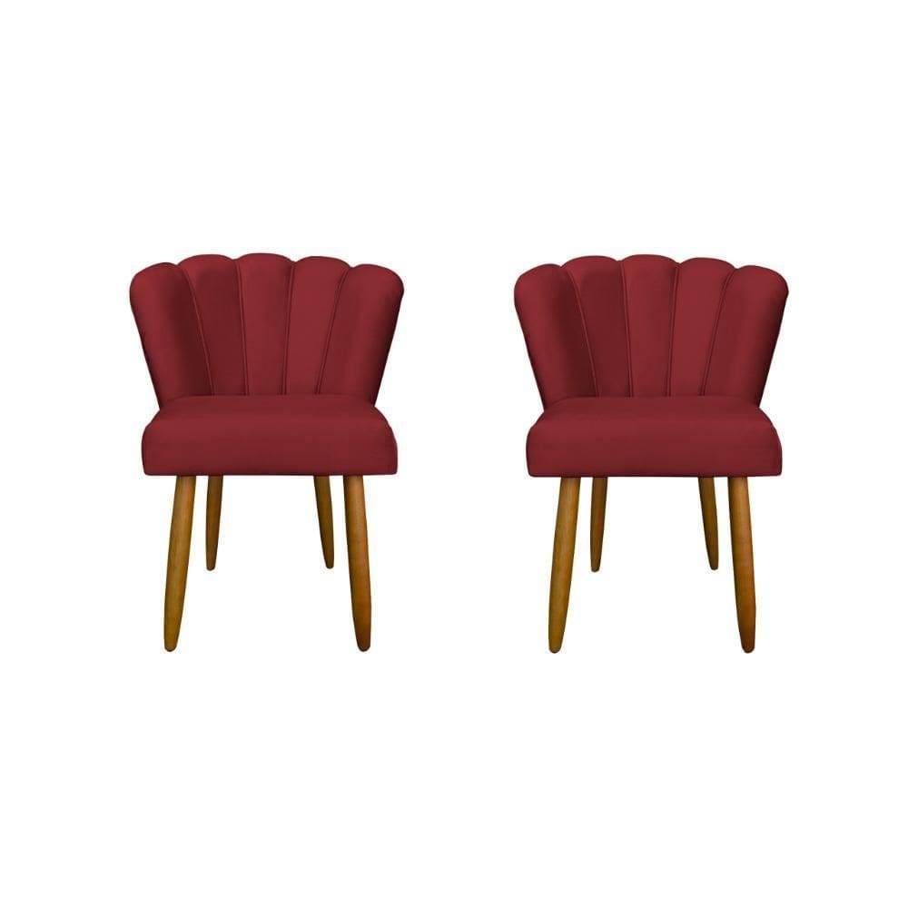 Kit 02 Cadeiras Para Mesa De Jantar Flor Pés Palito - Balaqui Decor Vermelho