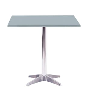 Mesa Delta Em Alumínio 75 Cm (alt) Base Em X Tampo Mdp Quadrado 80 Cm (larg) X 2,50 Cm (alt) Cinza
