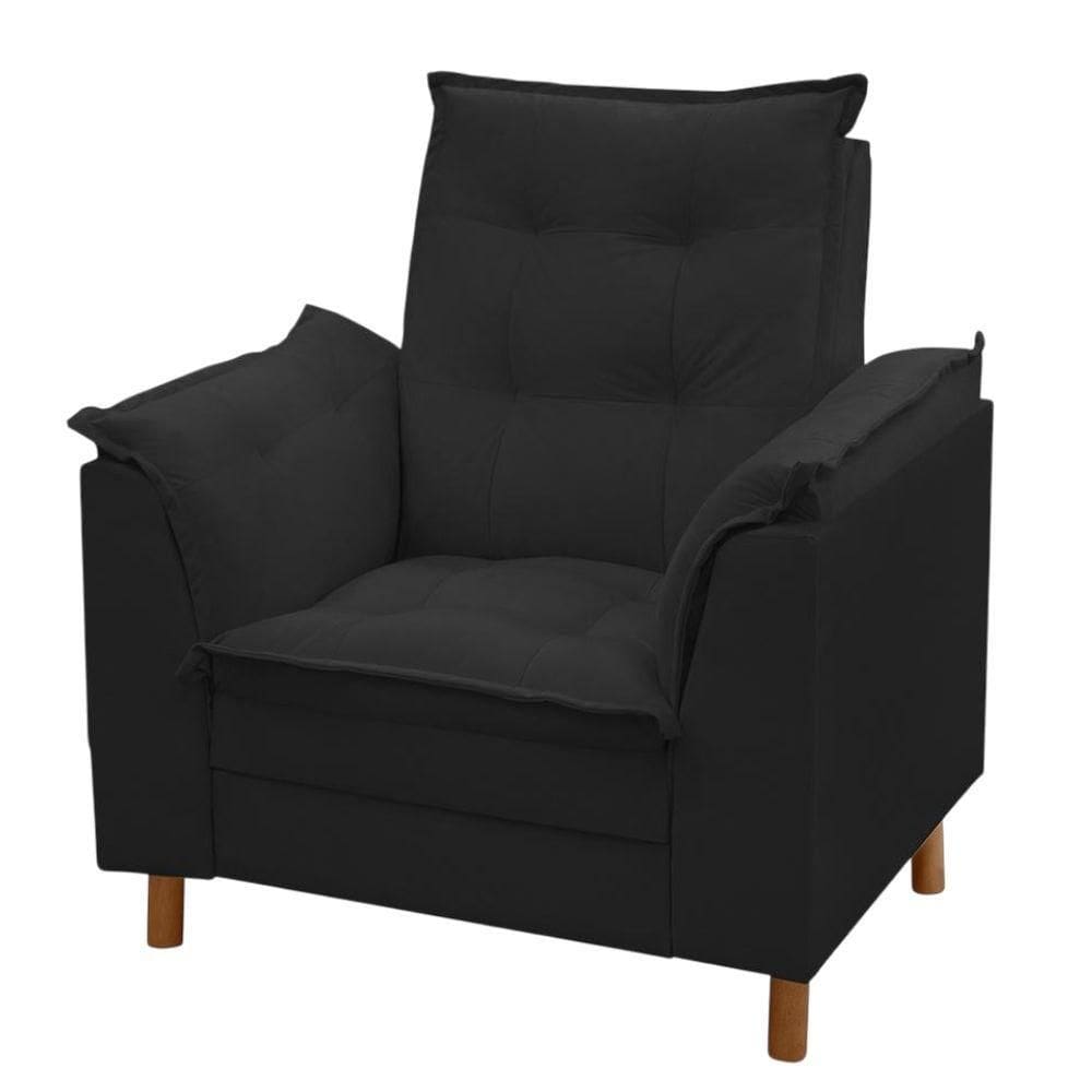 Poltrona Isa Escritório Consultório Recepção Suede Preto - Mabe Magazine