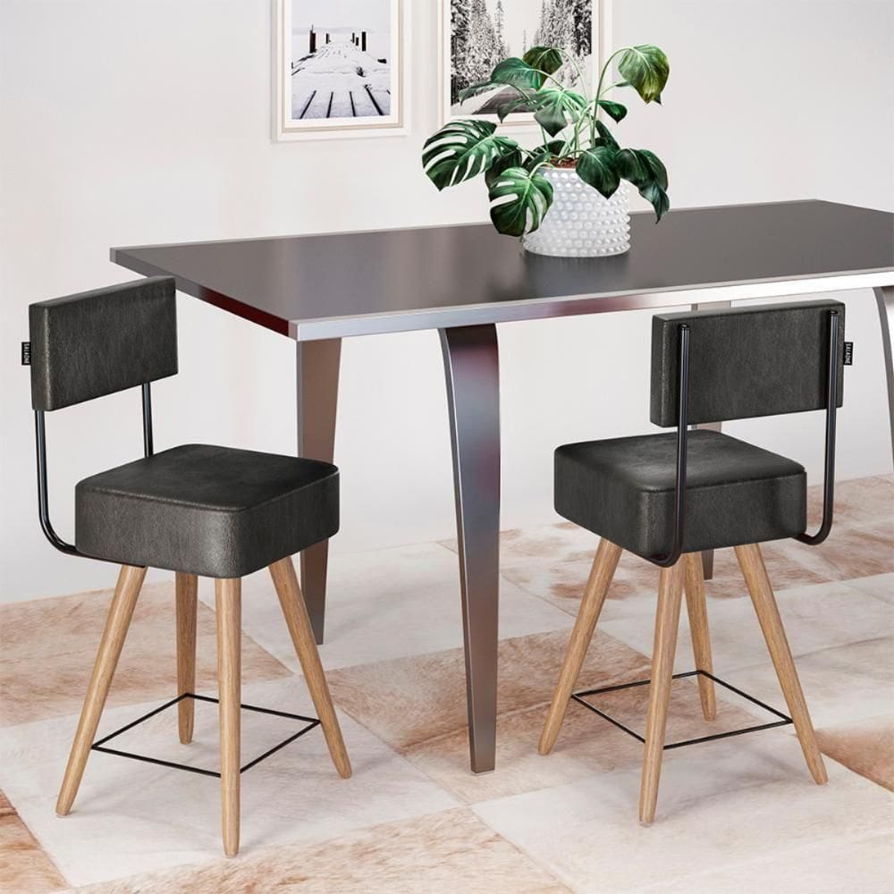 2 Cadeiras Com Encosto Finlandia Preto