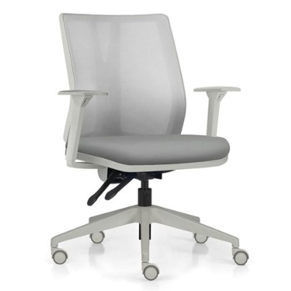 Cadeira De Escritório Giratória Diretor Flow F02 Base Cinza Sintético Cinza - Lyam Decor