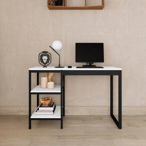 Home Office Slim Compacto Quarto Escritório Preto Branco