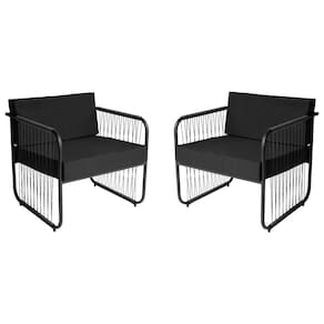 Conjunto 2 Poltronas área Externa Fibra Sintética Córdova Preto-preto
