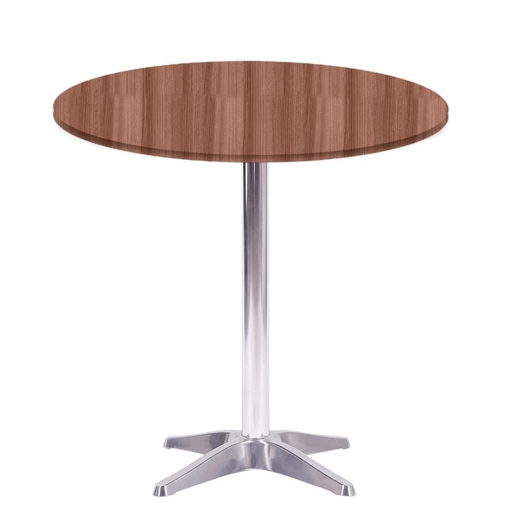 Mesa Delta Em Alumínio 75 Cm (alt) Base Em X Tampo Mdp Redondo 70 Cm (larg) X 2,50 Cm (alt) Walnut