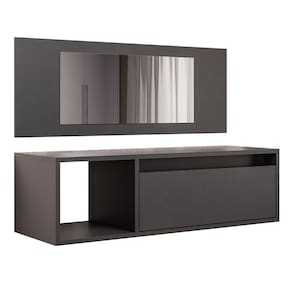 Penteadeira Camarim Com Espelho Suspensa 90cm 1 Gaveta Elle Z34 Preto - Mpozenato
