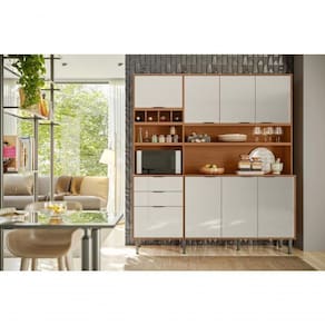 Kit Cozinha Praga Com 7 Portas E 3 Gavetas Jequitiba-off White
