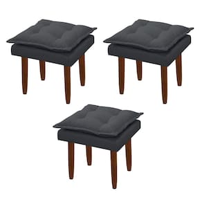 Kit 03 Puff Maria Para Sala De Tv E Estar Quarto Confortável Suede Cinza Mabe Magazine