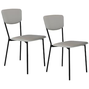 Kit 02 Cadeira Para Sala De Jantar Village Preto C01 Courino Off White - Lyam Decor