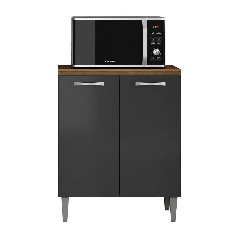 Balcão Para Cozinha 70cm 2 Portas Halena Avena/grafito