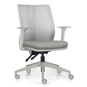 Cadeira De Escritório Giratória Diretor Flow F02 Base Cinza Crepe Cinza - Lyam Decor