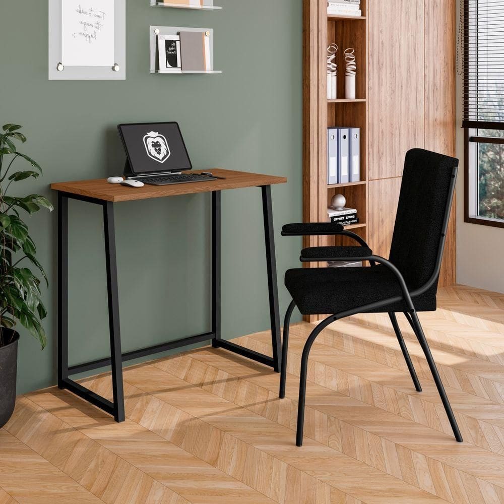Mesa De Estudo Portátil Quarto Sala Dobrável Em Aço Fit Canela