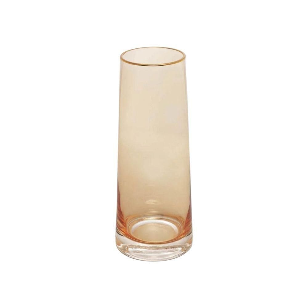 Vaso Em Vidro Com Fio De Ouro Liz âmbar 9x22cm Wolff