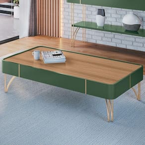 Mesa De Centro Para Sala Pés De Aço Cadenza Pistache/castanho - Hb Móveis