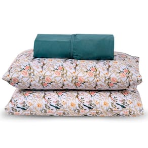Jogo De Cama Lençol Casal Topchick 3 Peças Verde 100% Poliéster