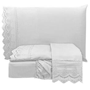 Jogo De Cama Lençol Casal Supremo 3 Peças Micropercal 300 Fios Branco 100% Poliéster