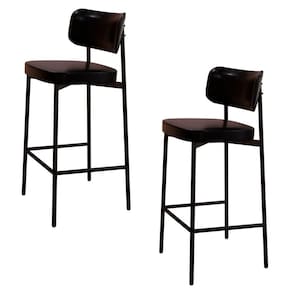Banqueta Alta Bar Estofada Kit 2 Ella M25 Sintético Preto - Mpozenato