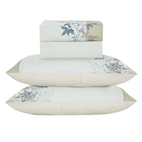 Jogo De Cama Lençol Casal Bouquet Percal 300 Fios 4 Peças Palha 100% Poliéster