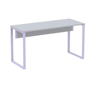 Mesa Escritório P25 Tub Pandin 150 Cm (larg) X 70 Cm (prof) Tampo Mdp Cinza Pé Aço Tubular Lilás