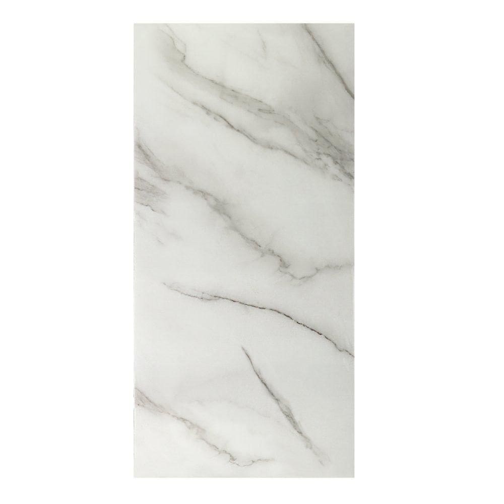 Papel De Parede Adesivo Placa 3d Pvc Marmorizado Mármore 30x60cm Mármore Branco