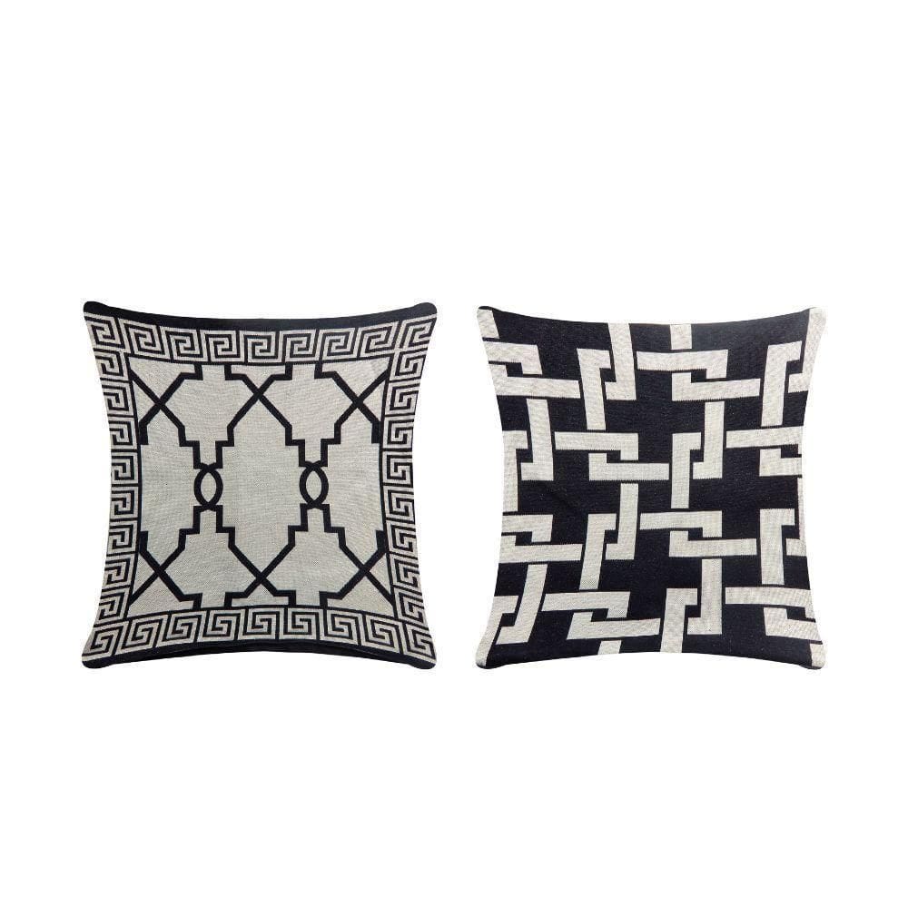 Capa Para Almofada Grécia 1 Peça 45cm X 45cm 60% Algodão - 40% Poliéster Tecido Jacquard Com Zíper - Preto