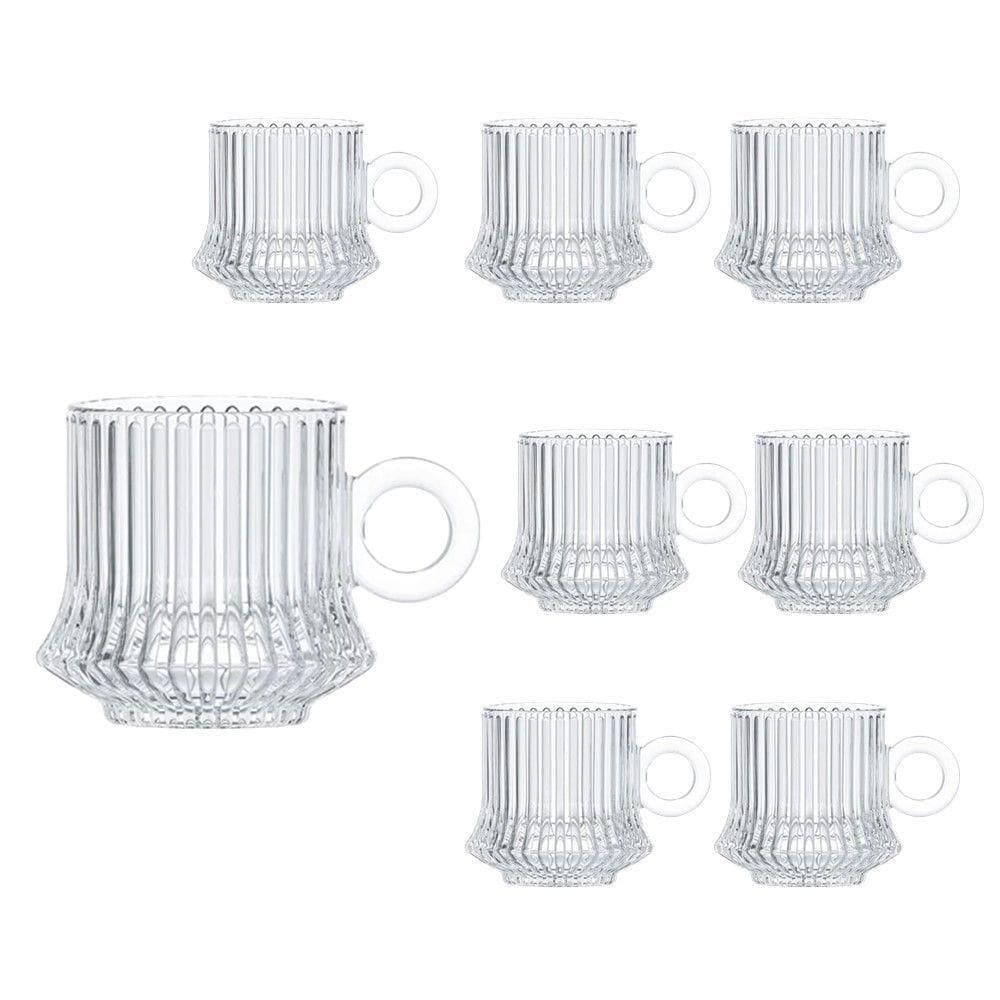 Jogo 8 XícarasDe Café Caneca Vidro Robusta Lines 85ml Em Casa Tem