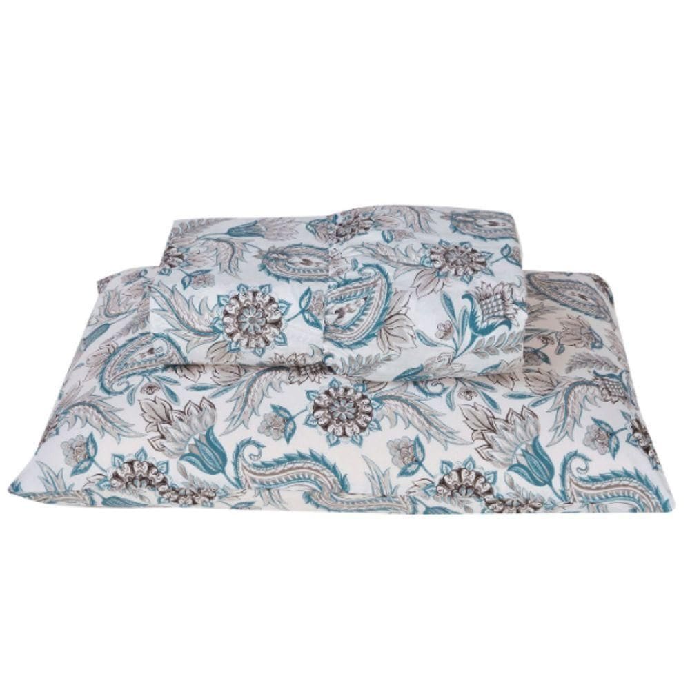 Jogo De Cama Lençol Solteiro Estandarte Percal 180 Fios 2 Peças - Azul - 80% Algodão, 20% Poliéster