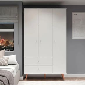 Roupeiro Solteiro 3 Portas Retro 9023 Branco - Soluzione Móveis