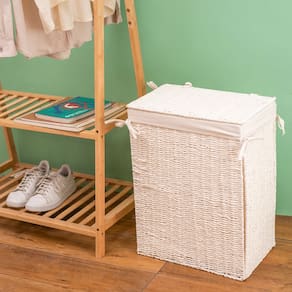 cesto organizador retangular 40cm de algodão e linho - Oikos