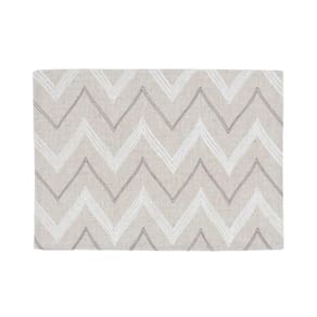 Lugar Americano Retangular Em Tecido Poli-linho Ricamo 50x35cm Auguri Casa Zig Zag Cinza