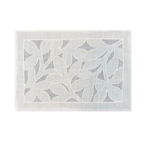 Lugar Americano Retangular Em Tecido Poli-linho Ricamo 50x35cm Auguri Casa Marmi Branco