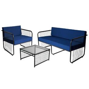 Conjunto 3 Peças Em Aço Carbono E Fibra Sintética Córdova Preto-azul