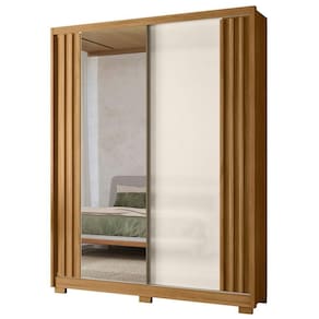 Guarda Roupa Solteiro 175cm Espelho Florença M07 Freijó/off - Mpozenato