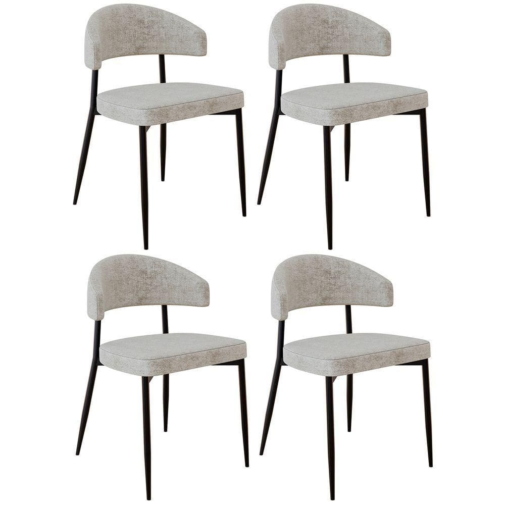 Cadeira De Jantar Estofada Kit 4 Chloe M25 Linho Lautrec Off - Mpozenato
