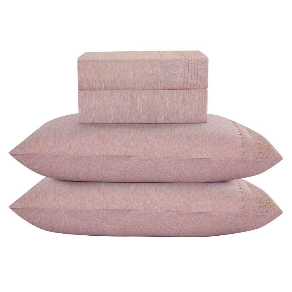 Jogo Cama Lençol Casa Scarpa Alba King Detalhes Plissados Percal 300 Fios 4 Peças - Roxo Malva