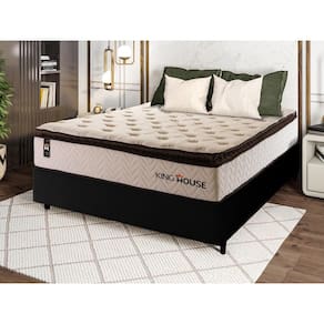 Conjunto Cama Box c/ Molas Ensacadas Quartzo Marrom Casal 138x188x71