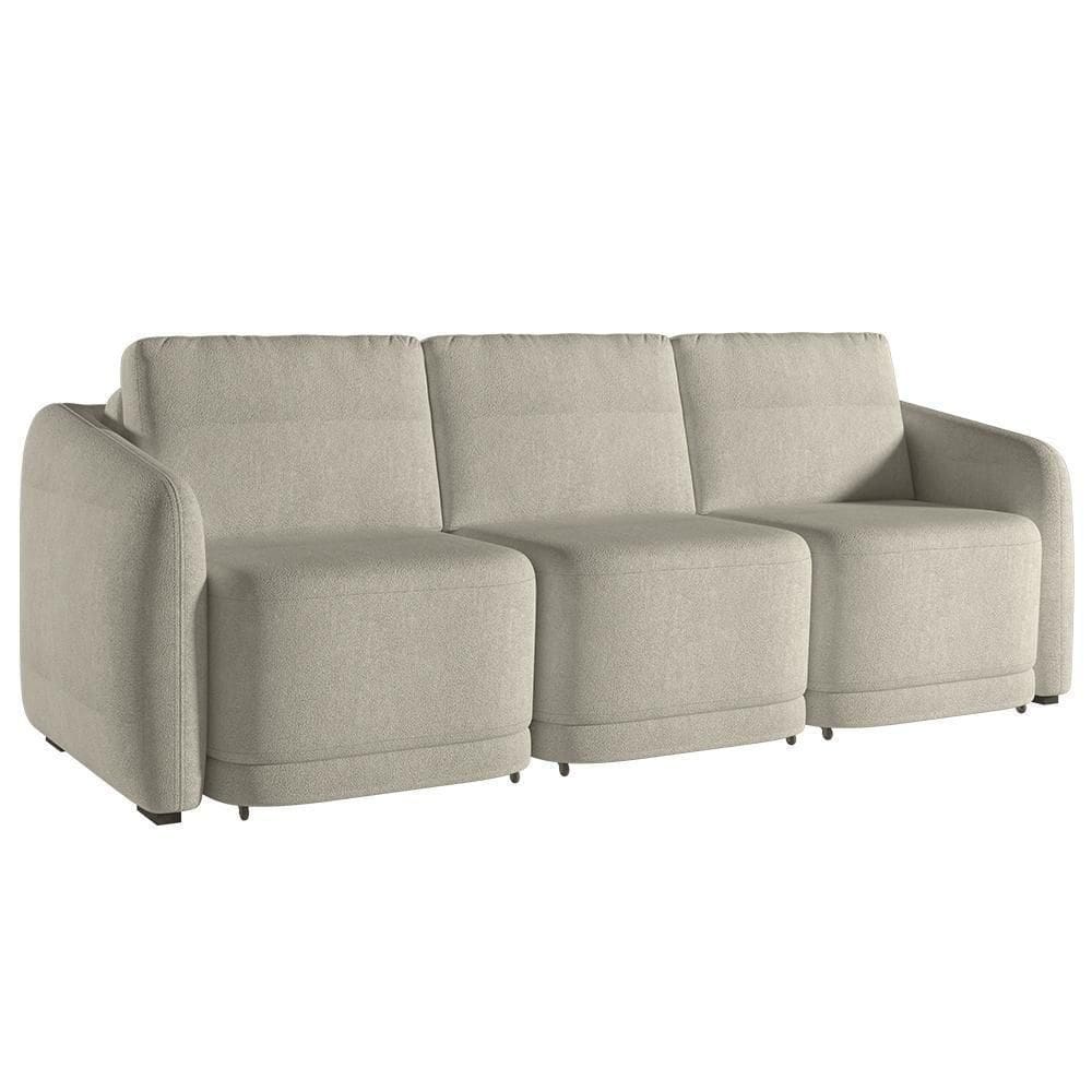 Sofá Cama Casal Para Sala 276cm Polska K04 Bouclê Bege - Mpozenato