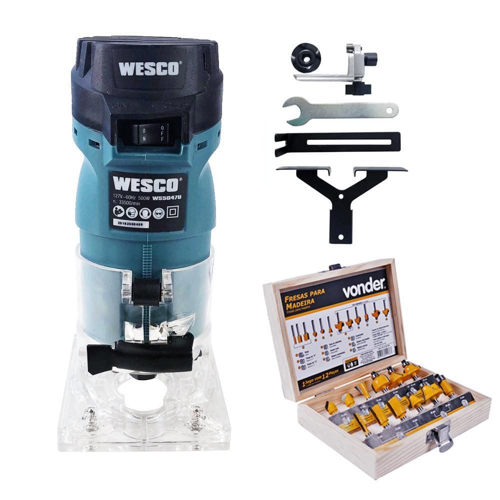 Tupia Laminadora 06Mm 1/4`` Wesco Ws5047 500W + Acess 220V