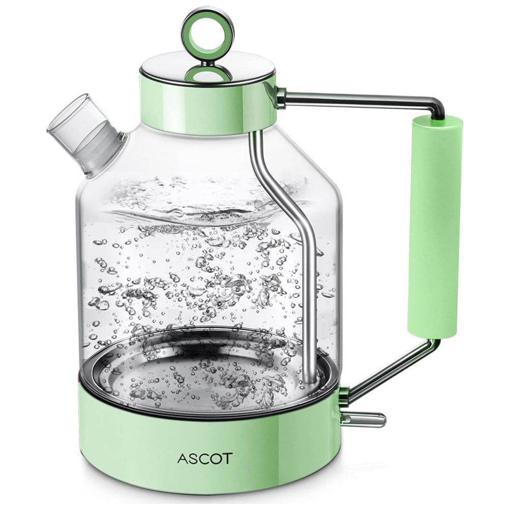 ASCOT Chaleira Elétrica de 1.6L, Aço Inoxidável, 1500W, 110V, Verde
