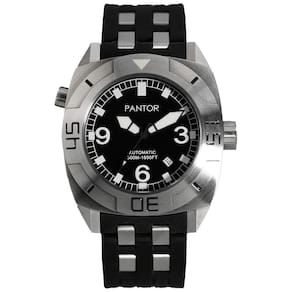 Relógio Masculino Analógico Dive com Cristal Safira, Válvula de Hélio e Moldura Giratória, PANTOR Seal, Preto