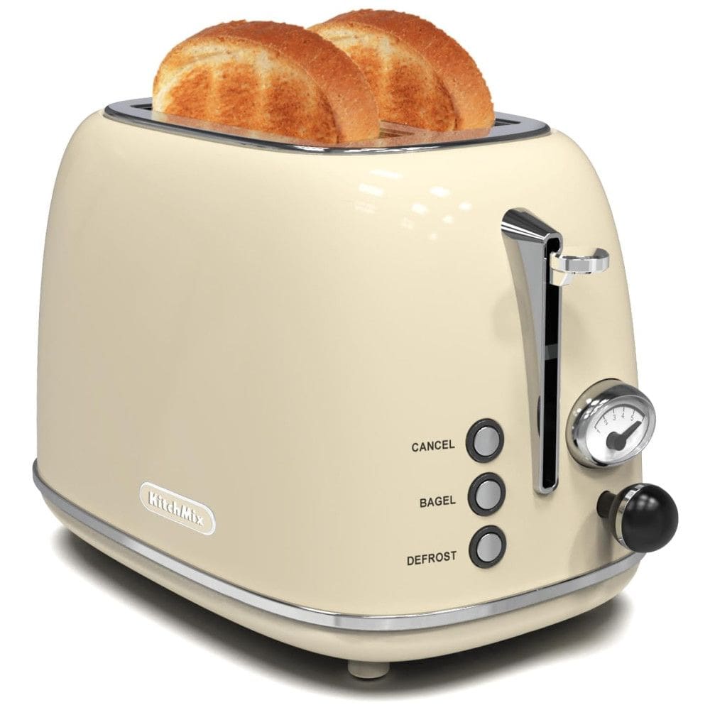 Retro Torradeira de 2 Fatias com Função Bagel, 820W, 110v, KITCHMIX WT 330T, Creme