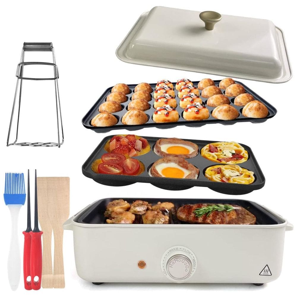 Churrasqueira Elétrica Portátil, 1500W, Branca, 110v, HEHOGOGO, Branco