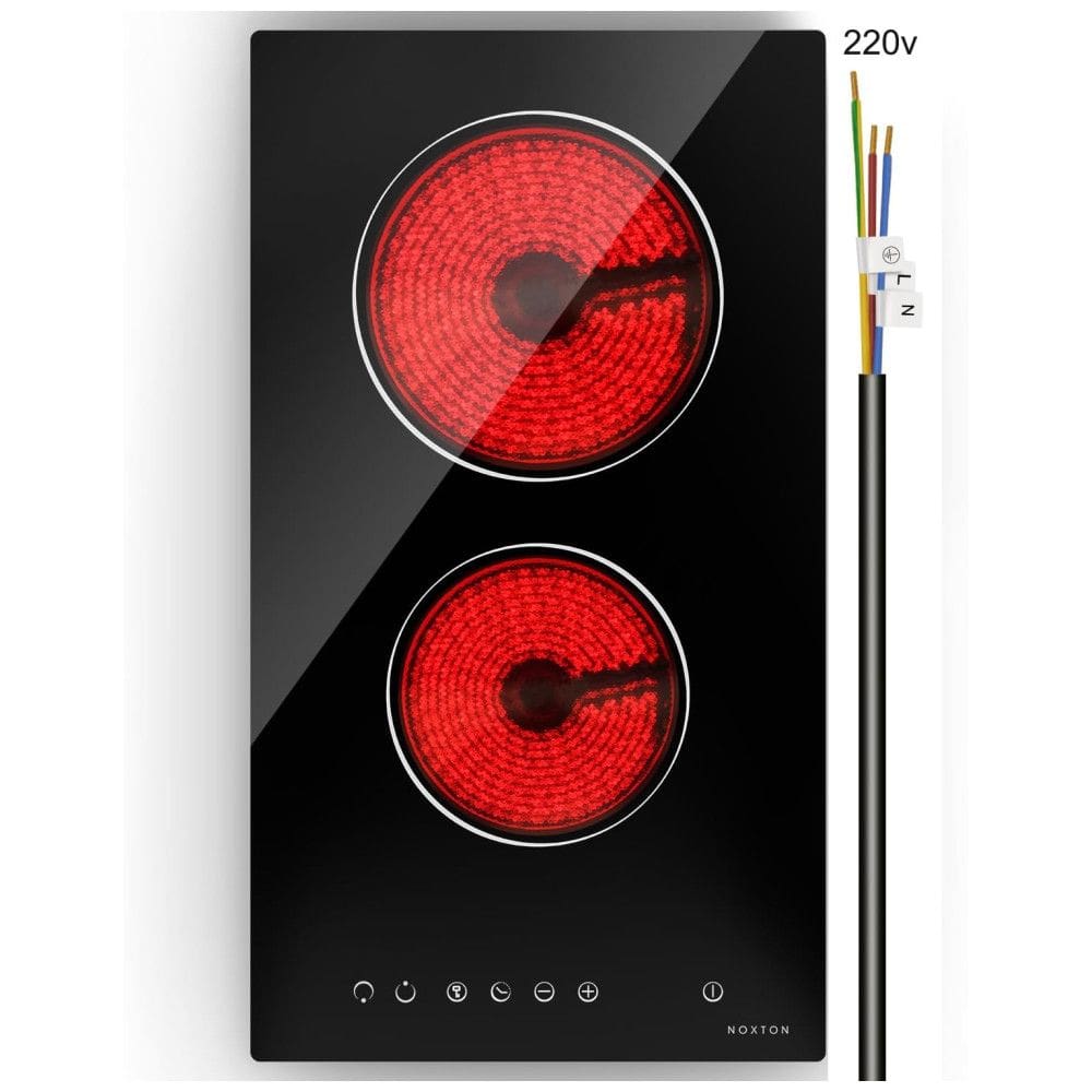 Cooktop elétrico de 2 queimadores NOXTON 12 polegadas, fogão elétrico radiante elétrico embutido com controle de toque do sensor, trava de