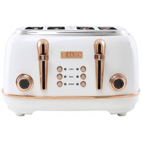 Torradeira Retro com capacidade 4 Fatias, Aço Inoxidável 1500W, 110v, HADEN Heritage 4 Slice Toaster, Branco