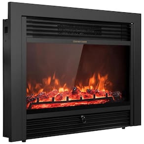 Lareira Elétrica de Embutir A53x72L com Controle Remoto e Chamas Multicolorida, 1500W, 110v, GIANTEX HW51075, Preto