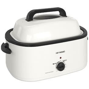 Panela Elétrica 24 Litros em Aço Inoxidável com Controle de Temperatura e Tampa Auto Reganhada, 110V 1450W, HEYNEMO, Branca