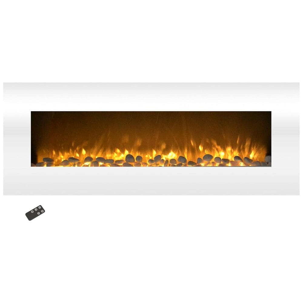 Lareira Elétrica de Embutir A55x127L Digital, Luz LED, Chamas Multicolorida e Temporizador, 1500W, Branca, 110v, NORTHWEST 80 WSG02 NH,