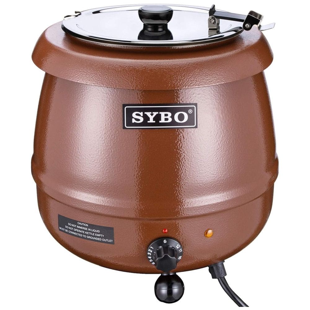 Caldeirão Elétrico Profissional para Sopa 10 Litros com Controle de Temperatura em Aço Inoxidável, 110V 400W, SYBO, Marrom