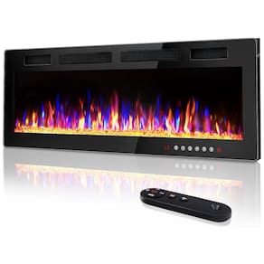 Lareira Elétrica de Embutir A45x182L com Controle Remoto e Tela Sensível ao Toque, 110V, Vitesse, Preta