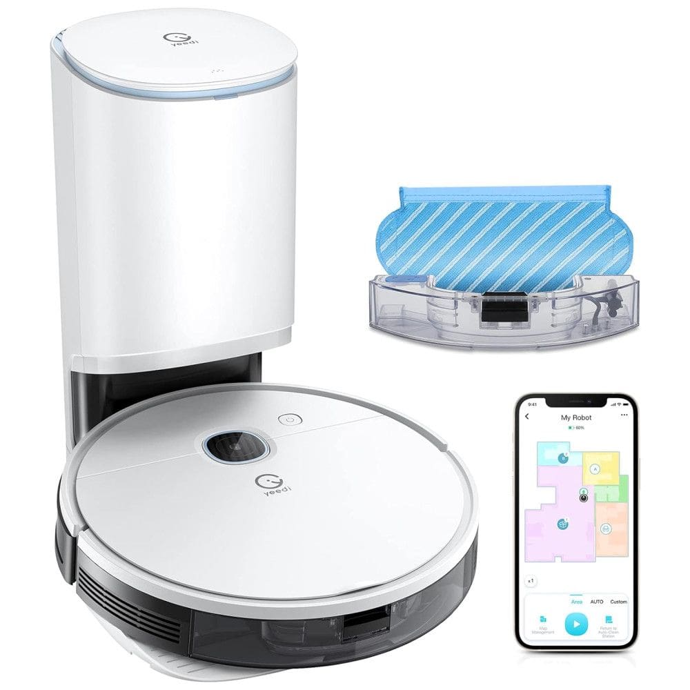 Aspirador de Pó Robô com Conexão via APP, WI FI, Auto Carregamento e Mapeamento Multinível, 110v, YEEDI vac max, Branco